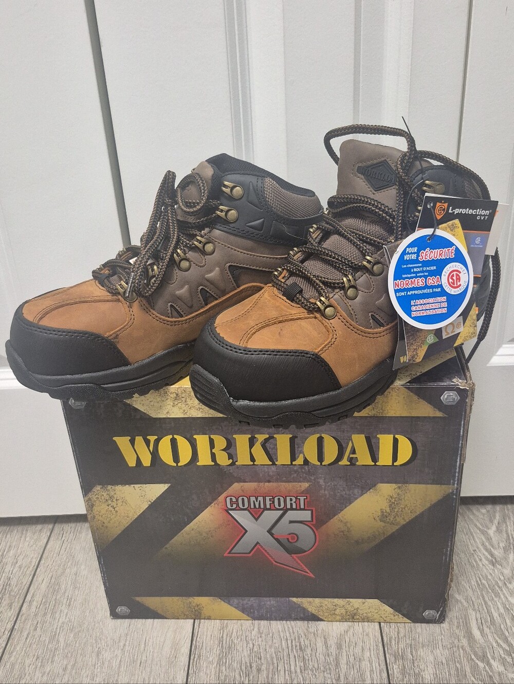 Workload ComfortX5 Men's HELCAT Steel Toe Safety Work Boot Wide Fit Size 7W NEW